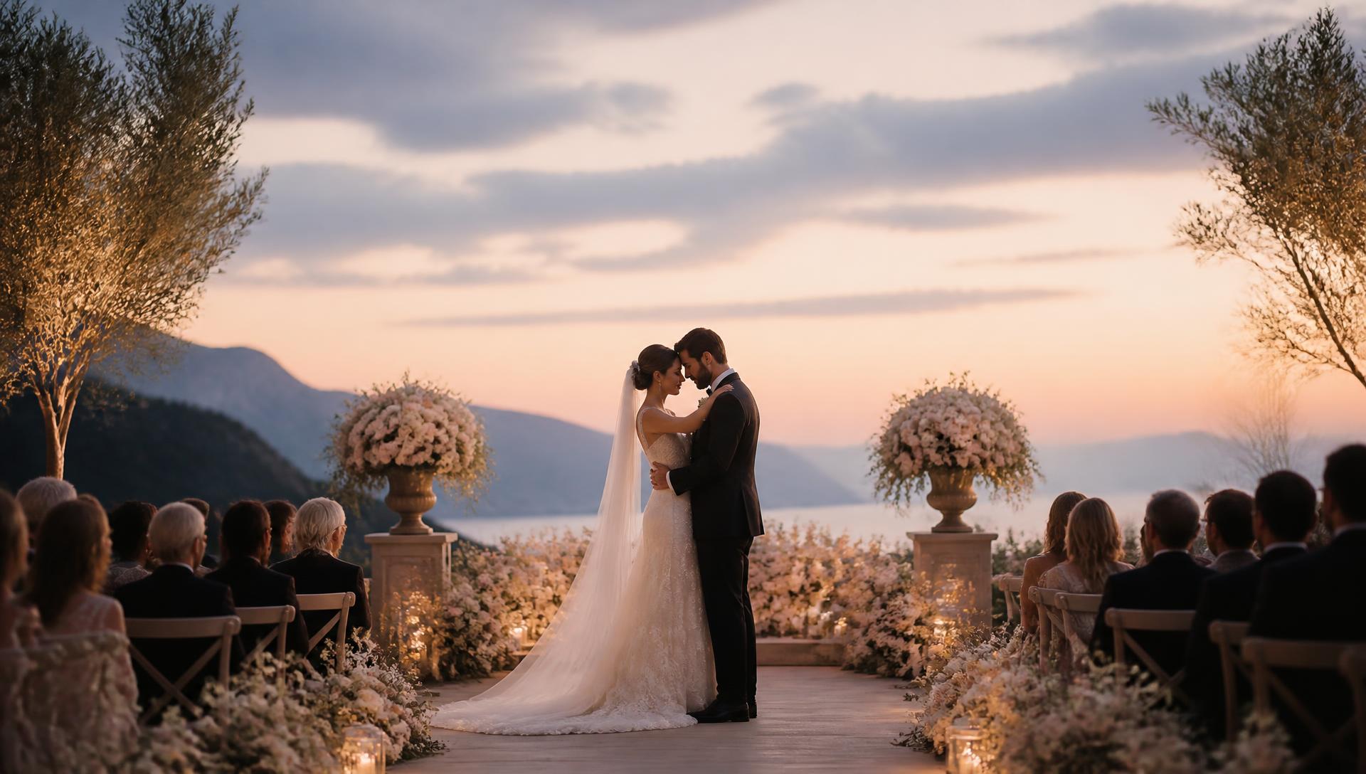 Wedding ceremony at sunset
