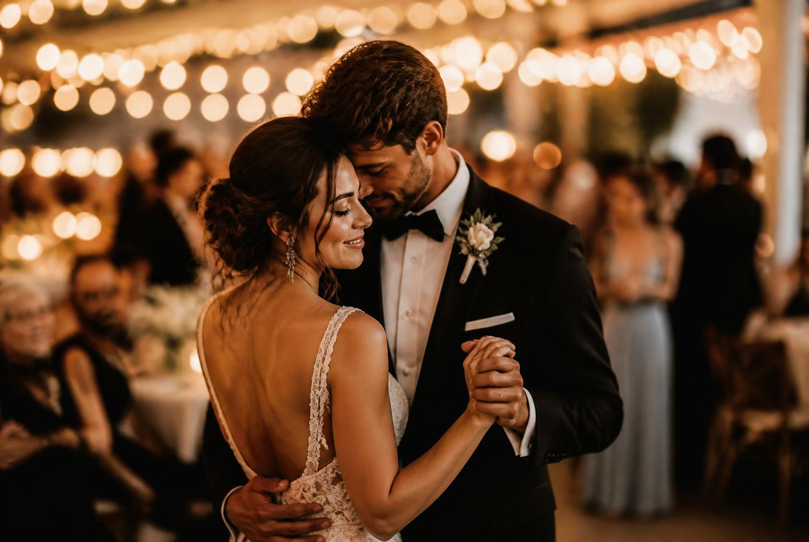 Bride and groom during their first dance